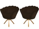 Ver imagem 1 de Kit 2 Poltronas Decorativa Pétala Base Giratória Madeira Suede Marrom Ms Decor