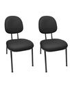 Ver imagem 1 de Kit 2 Cadeira Executiva Fixa Preto Estofada em Couro Sintético