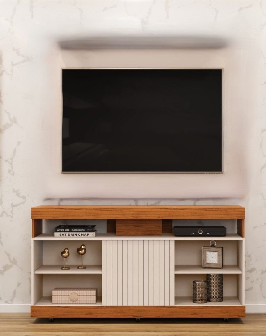 Rack para Salas Dili - Élpis Móveis - Freijó/off White | MadeiraMadeira