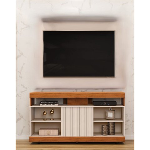 Rack para Salas Dili - Élpis Móveis - Freijó/off White