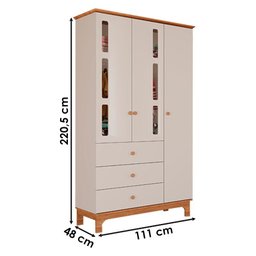 Cômoda e Guarda Roupa Infantil Antonella 3 Portas Off White Caramelo – Canaã - 7