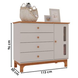 Cômoda e Guarda Roupa Infantil Antonella 3 Portas Off White Caramelo – Canaã - 6