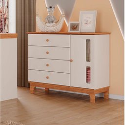 Cômoda e Guarda Roupa Infantil Antonella 3 Portas Off White Caramelo – Canaã - 8