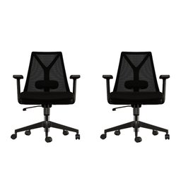 Kit 2 Cadeiras Escritório Presidente Ergonômica Nr17 Elements Apoio Lombar Preta - 1
