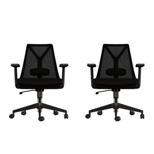 Kit 2 Cadeiras Escritório Presidente Ergonômica Nr17 Elements Apoio Lombar Preta