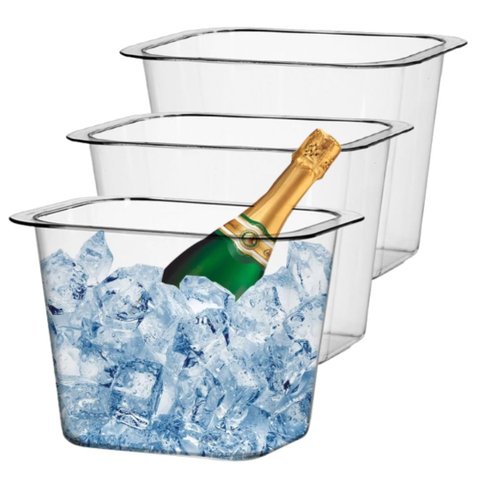 Kit 03 Balde de Gelo Cristal 9,5 L Bebidas Cerveja Champagne