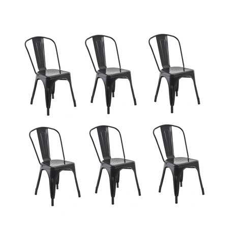 Conjunto 6 Cadeiras Aço Iron Industrial
