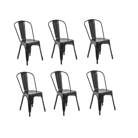 Conjunto 6 Cadeiras Aço Iron Industrial