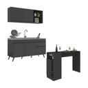 Ver imagem 1 de Armário de Cozinha Compacta com Mesa Gourmet Veneza Multimóveis Mp2201 Preto