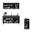 Ver imagem 4 de Armário de Cozinha Compacta com Mesa Gourmet Veneza Multimóveis Mp2201 Preto
