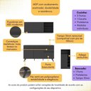 Ver imagem 2 de Armário de Cozinha Compacta com Mesa Gourmet Veneza Multimóveis Mp2201 Preto