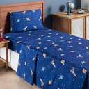 Ver imagem 1 de Jogo Cama Lençol Fantasy Solteiro Cama Quarto Infantil Microfibra 3 Peças Galáxia Espaço Azul