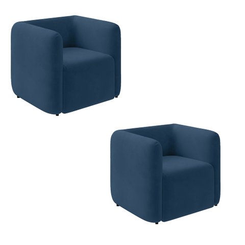 Poltrona Sala de Estar Decorativa Kit 2 Laguna Veludo Azul Marinho K01 - D'Rossi