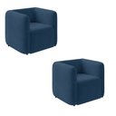 Ver imagem 1 de Poltrona Sala de Estar Decorativa Kit 2 Laguna Veludo Azul Marinho K01 - D'Rossi