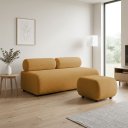 Ver imagem 1 de Sofá 3 Lugares e Puff para Sala Orgânico Nara Base Fixa Moderno Bouclê D03 - D'Rossi