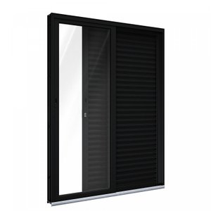 Porta de Alumínio de Correr 215x150cm 3 Folhas com Vidro Lucasa Alumínio