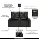 Ver imagem 4 de Poltrona do Papai Reclinável Sala de Cinema 2 Lugares Manual Baú Usb Pu Preto Brilho