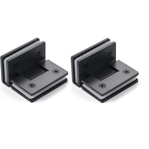 Dobradiça Inox Gv48 90º Porta de Vidro e Box Canto Preta - Vidro/vidro 2un