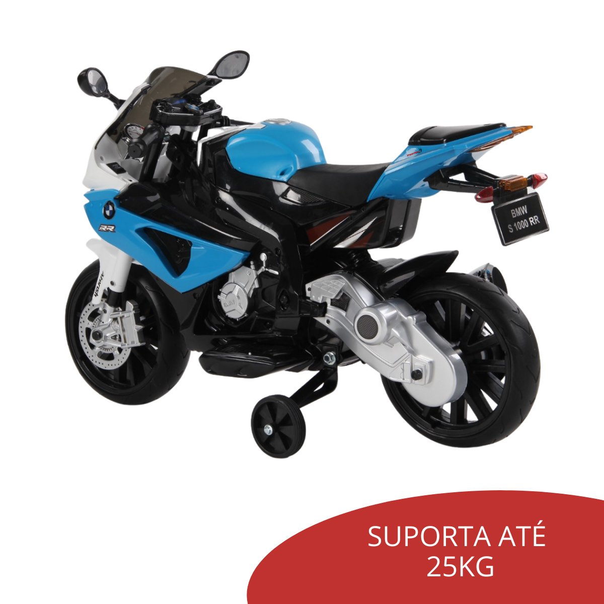 Mini Moto Elétrica Triciclo Criança Infantil Bateria 12V Bmw S1000 RR Azul Luz Som Importway Bw-179  - 3