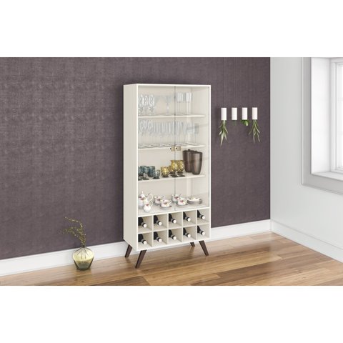 Cristaleira 2 Portas com Garrafeiro 10 Garrafas 