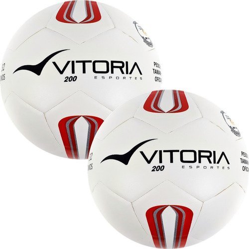 kit 2 Bolas Futsal Vitoria Oficial Prata Mx 200 Infantil Sub 13 - Branco