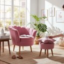 Ver imagem 7 de Poltrona Decorativa Pétala com Puff para Sala de Estar - Élpis Móveis - Veludo Rosa
