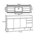 Ver imagem 5 de Balcão Gabinete com Pia 180cm Dallas Preto/cinza - Lumil