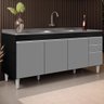 Balcão Gabinete com Pia 180cm Dallas Preto/cinza - Lumil - 7
