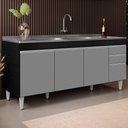 Ver imagem 7 de Balcão Gabinete com Pia 180cm Dallas Preto/cinza - Lumil