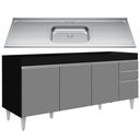 Ver imagem 1 de Balcão Gabinete com Pia 180cm Dallas Preto/cinza - Lumil