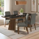 Ver imagem 1 de Conjunto Sala de Jantar Tampo de Vidro 4 Cadeiras Rustic/Preto/Silver Todi Madesa