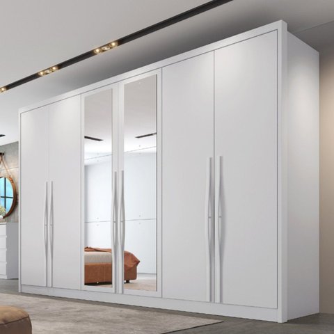 Guarda-roupa Casal 6 Portas 6 Gavetas com Espelho 100% Mdf Reno