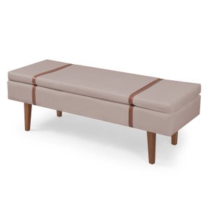 Recamier Calçadeira Casal Banco Estofado 140 Erastos Cor:linho Bege