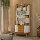 Ver imagem 1 de Cristaleira Decorativa Swank 2 Gavetas Iluminação Led Espelho Mdp Cinamomo/offwhite G97 - Gran Belo