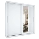 Ver imagem 1 de Guarda Roupa Casal 2 Portas de Correr com Espelho Trian 220 cm Branco Absoluto Zanz