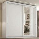 Ver imagem 2 de Guarda Roupa Casal 2 Portas de Correr com Espelho Trian 220 cm Branco Absoluto Zanz