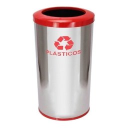 Lixeira Em Aço Inox Com Aro Pintado 30l - 1