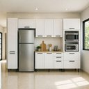 Ver imagem 1 de Cozinha Completa Americana Grazi 9 Portas 5 Gavetas com Tampo Branco/Carvalho Tropical - Tecno Mobil