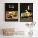 Ver imagem 2 de Kit 2 Quadros Fotografias Rusticas Queijos e vinhos 24x18cm:madeira Branca