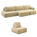Ver imagem 1 de Conjunto Sala de Estar 1 Sofá Retrátil Modulado 402cm e 1 Poltrona Santiago Bouclê Bege G89 - Gran B