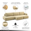 Ver imagem 4 de Conjunto Sala de Estar 1 Sofá Retrátil Modulado 402cm e 1 Poltrona Santiago Bouclê Bege G89 - Gran B