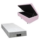 Ver imagem 1 de Cama Box Baú Blindada com Colchão Riviera Molas Ensacadas 25cm:corino Rosa/solteiro