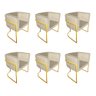 Kit 6 Cadeiras de Jantar Premium Base de Ferro Dourada Veludo Bege - 1