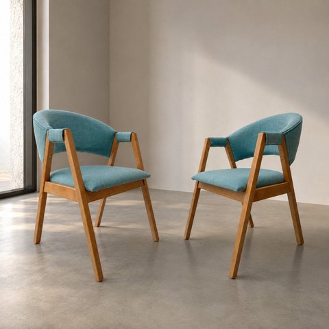 Poltrona Kit com 2 Madeira Maciça Sala de Jantar Verde Lithi