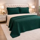 Ver imagem 1 de Jogo Queen Size 300 Fios Colcha Leslie Algodao Bordado Luxo:verde Escuro