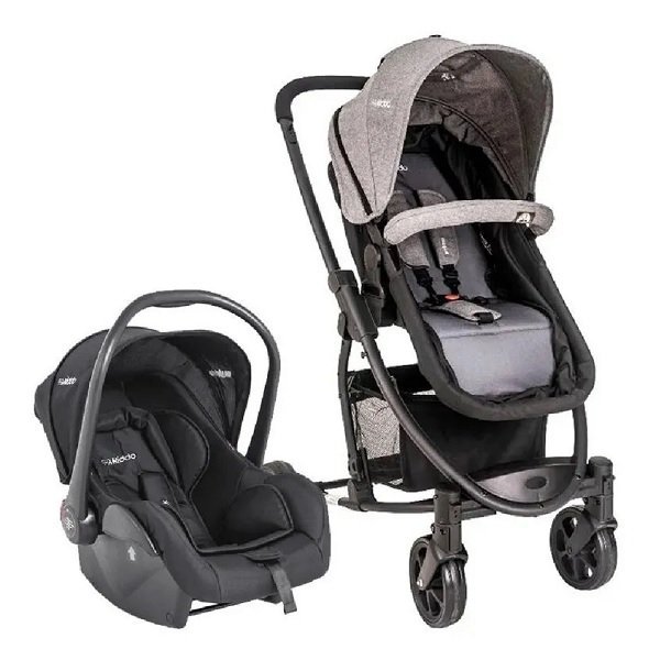 Carrinho de Bebe Kiddo Bebê Conforto Prima Grafite