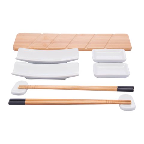 Conjunto Comida Japonesa com 9 Peças para Sushi de Bambu Nagoya | Casa Del Grande