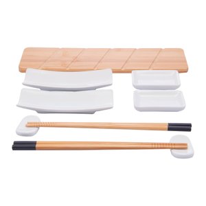 Conjunto Comida Japonesa com 9 Peças para Sushi de Bambu Nagoya Casa Del Grande