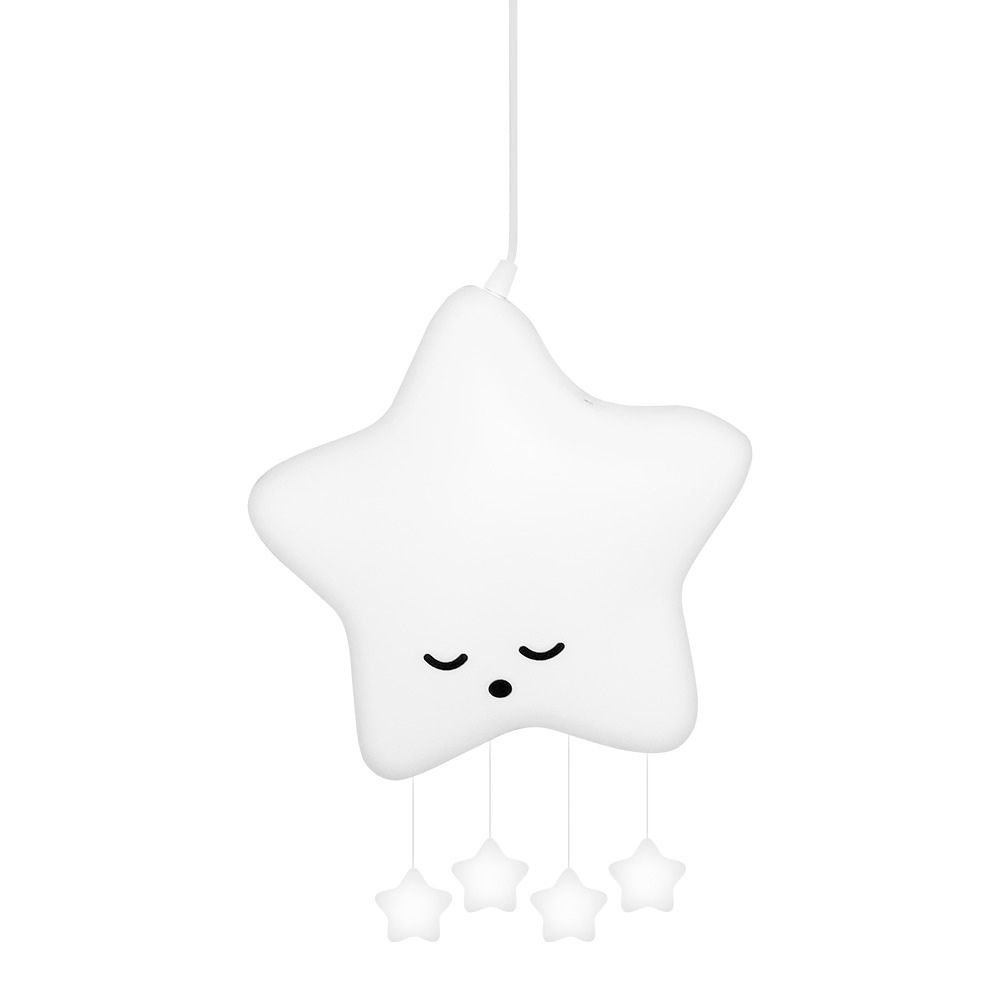 Luminária Pendente Teto Móbile Quarto Bebê Decorfun Estrela Branca com Estrelinhas - 1