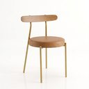 Ver imagem 6 de Cadeira Sala de Jantar Lizzie Base Tubular Dourado Encosto Castanho PU D03 - D'Rossi